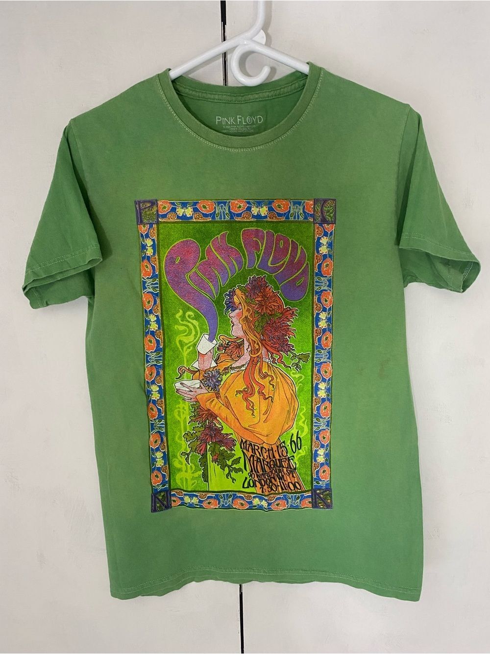 Pink Floyd Green Logo Tee with Faded Print Womens Small